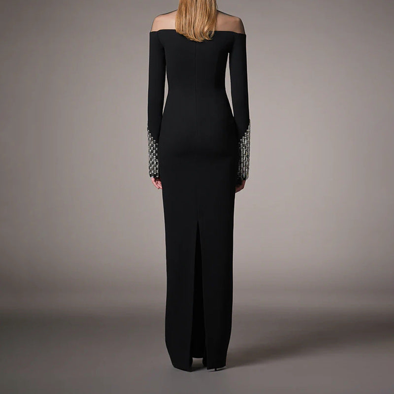 Siofra Round Neck Mesh Studded Dress