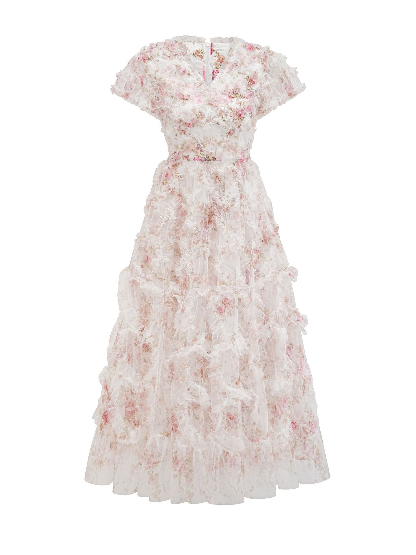 Cyrelle French Lace Slimming V-neck Dress