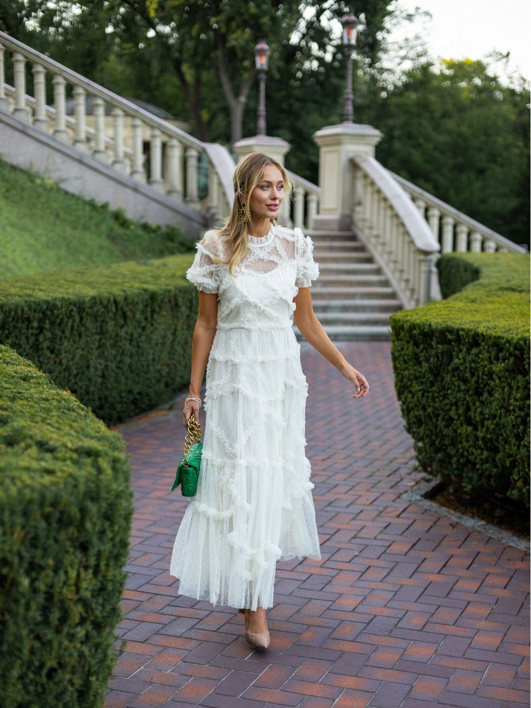 Ashley Ruffle Lace Fairy Mesh French Fashion Dress