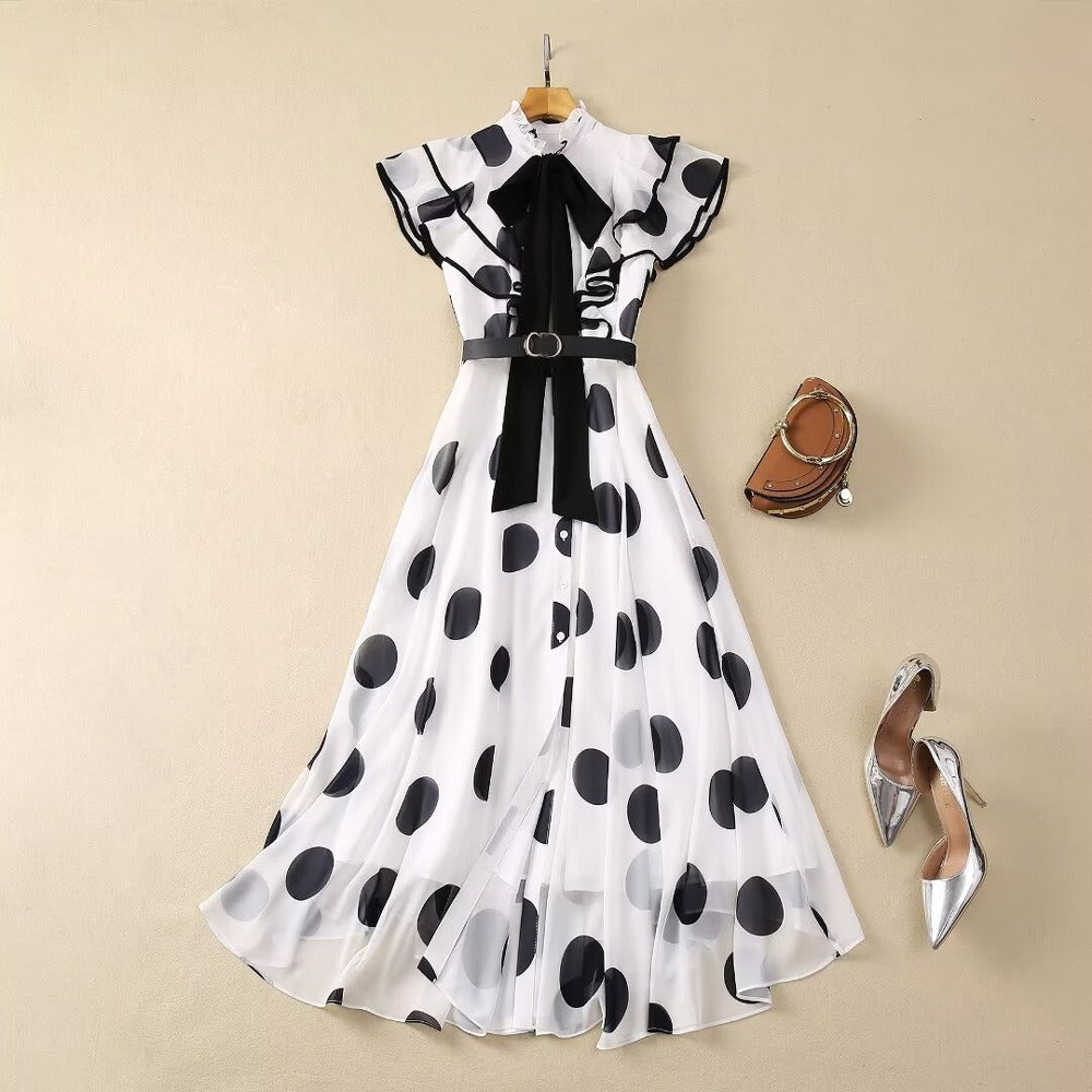 Arabella  Single Breasted Lace Up Polka Dot Fairy Dress