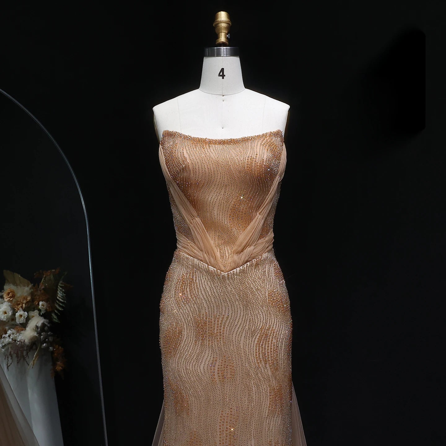 Gina Pink Strapless Mermaid Evening Dress