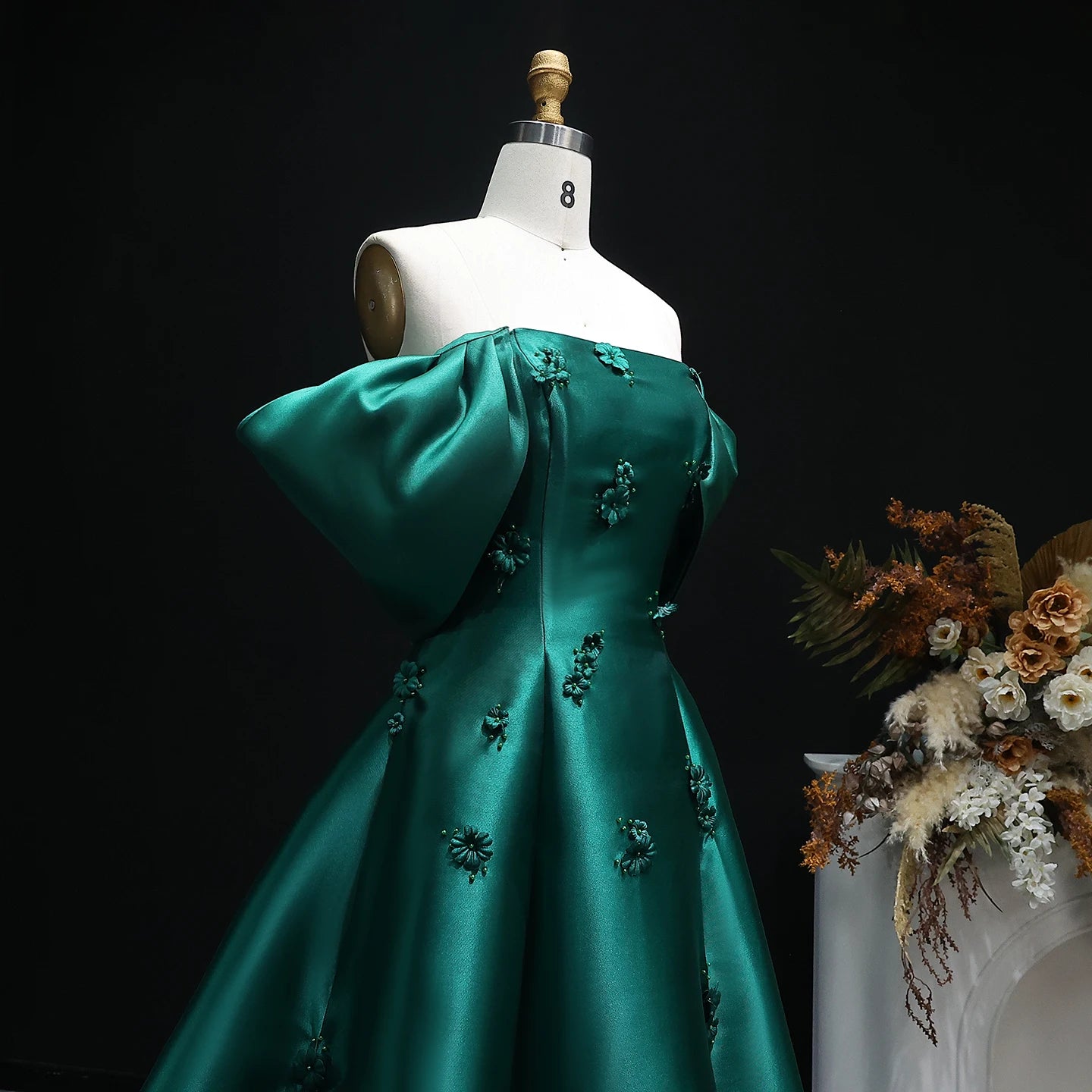 Aria Arabic Red Off Shoulder A-Line Evening Dress