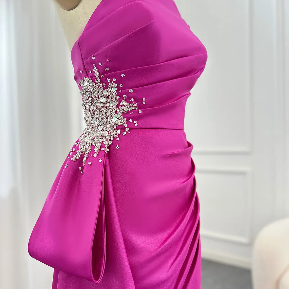 Karzen Fuchsia Evening Dress with Side Skirt