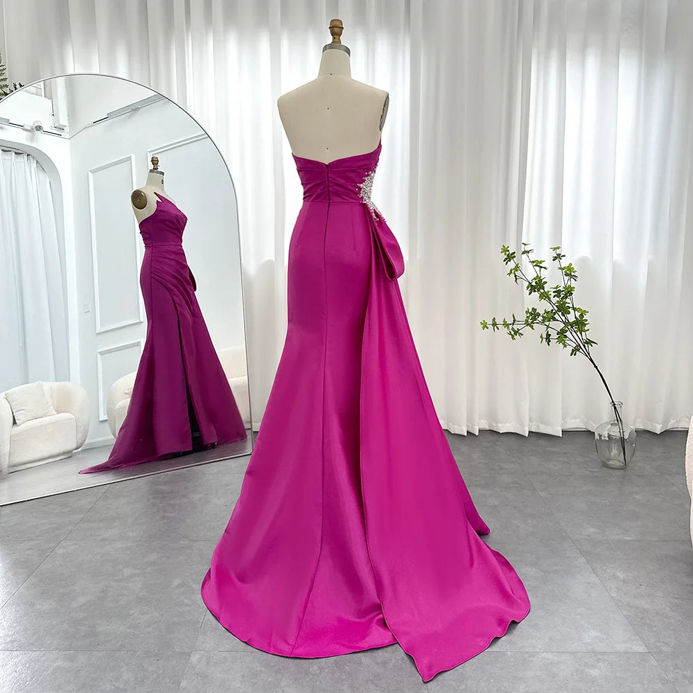 Karzen Fuchsia Evening Dress with Side Skirt