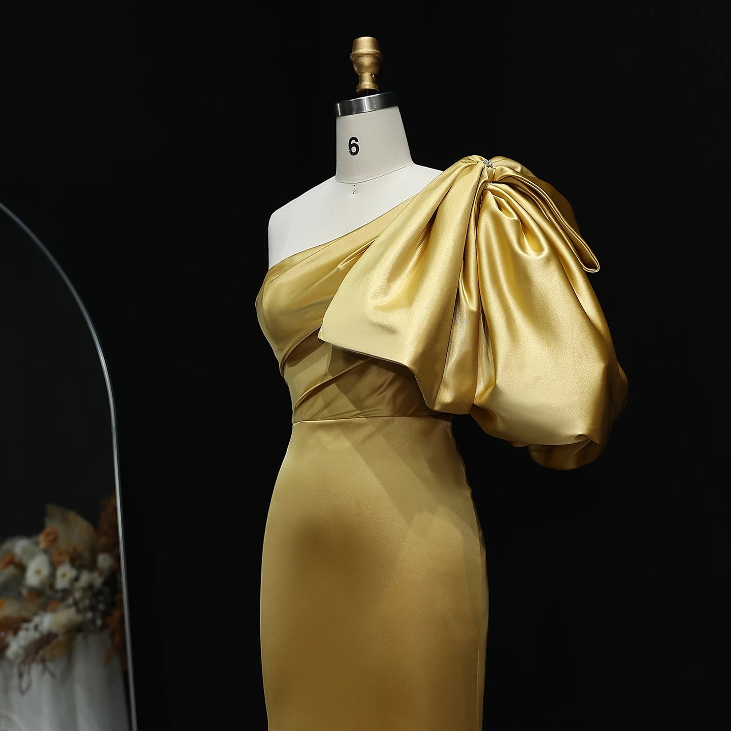 Georgina Bow Gold Mermaid Evening Dress