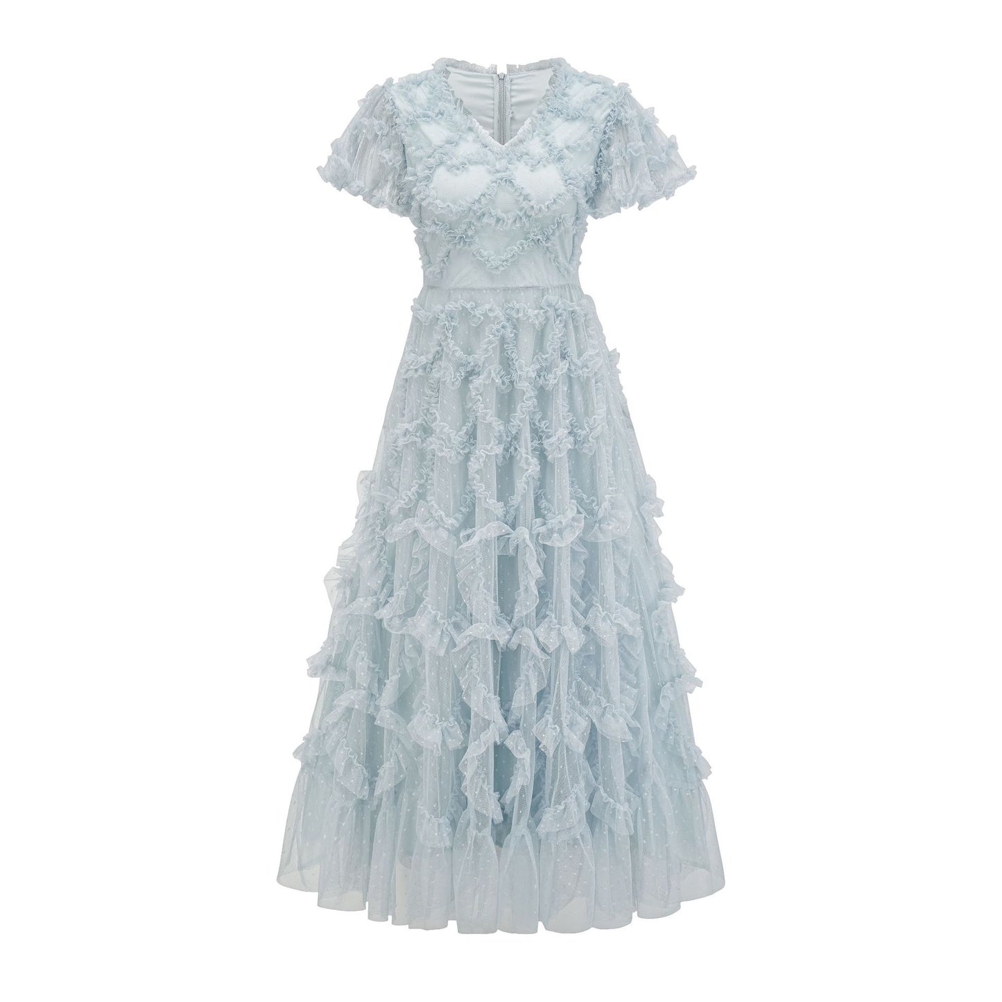 Cyrelle French Lace Slimming V-neck Dress