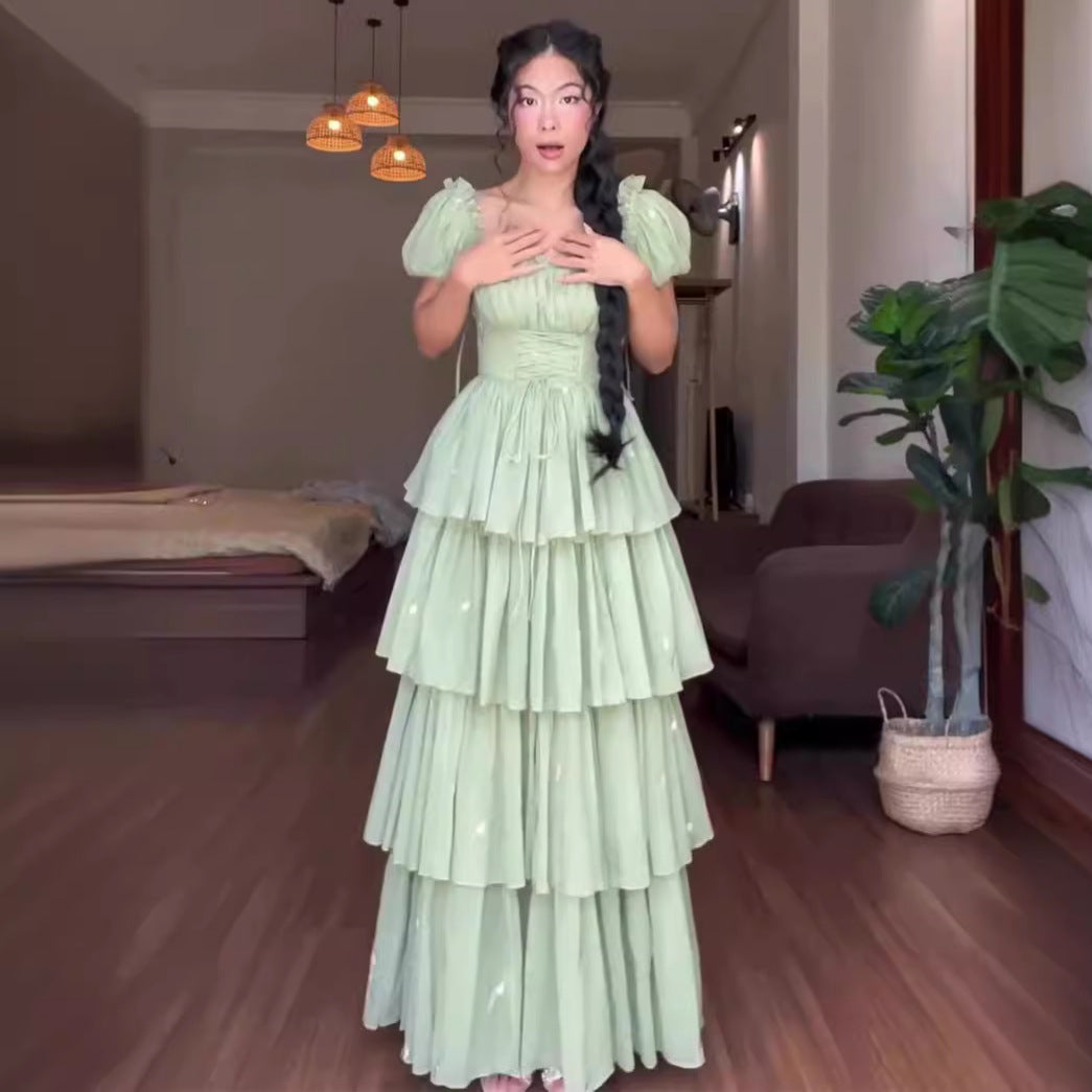 Mariah waist cinching fluffy dress cake dress