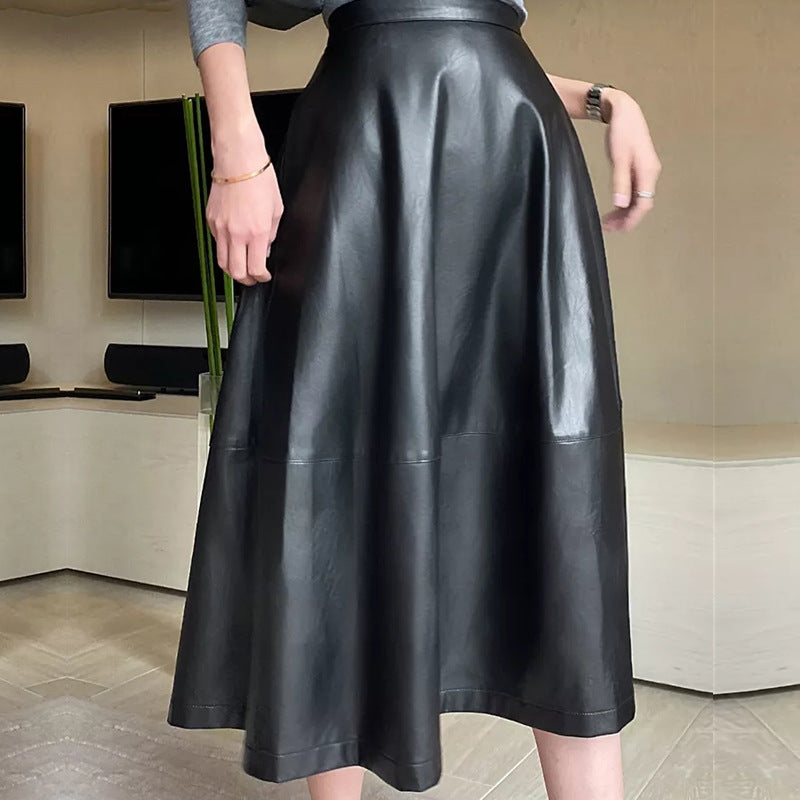 PU leather women's umbrella skirt