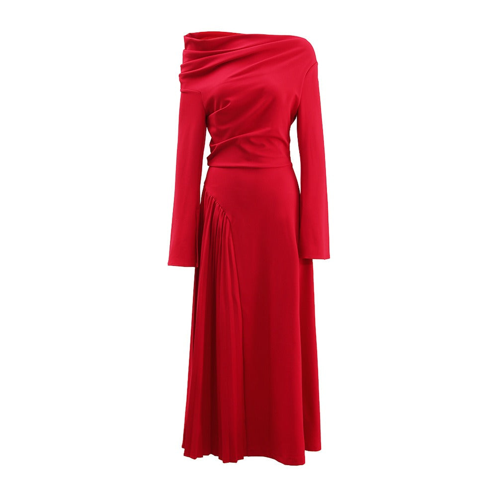 Vienna Slimming Flared Sleeves Pleated Long Skirt Dress