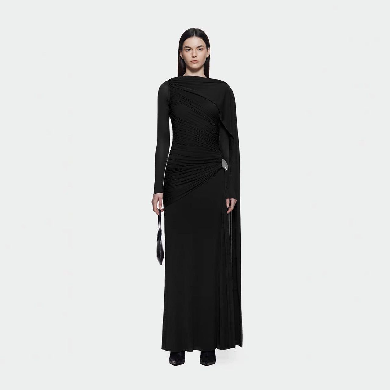 Nelza Pleated Asymmetrical Fit Dress