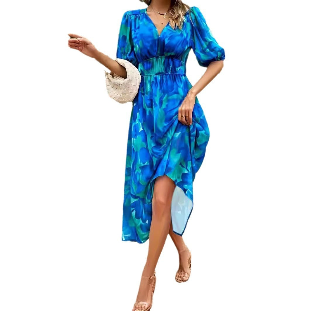 Petta Waist Fashion Printed Women's Dress