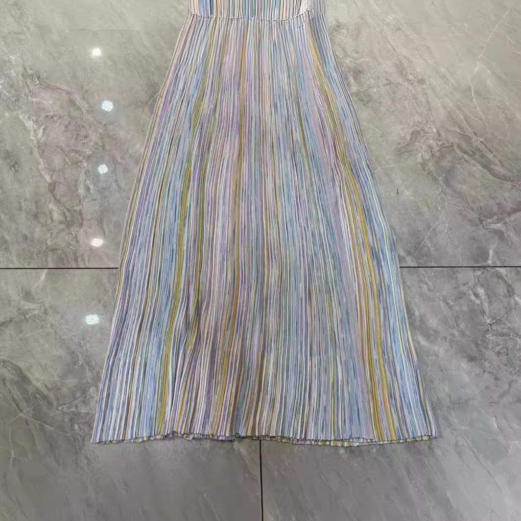 Amanda Colorful Striped Gradient Long Skirt Knitted Dress