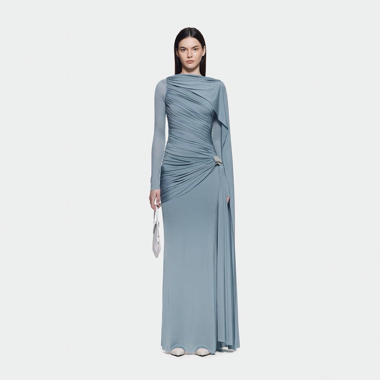 Nelza Pleated Asymmetrical Fit Dress