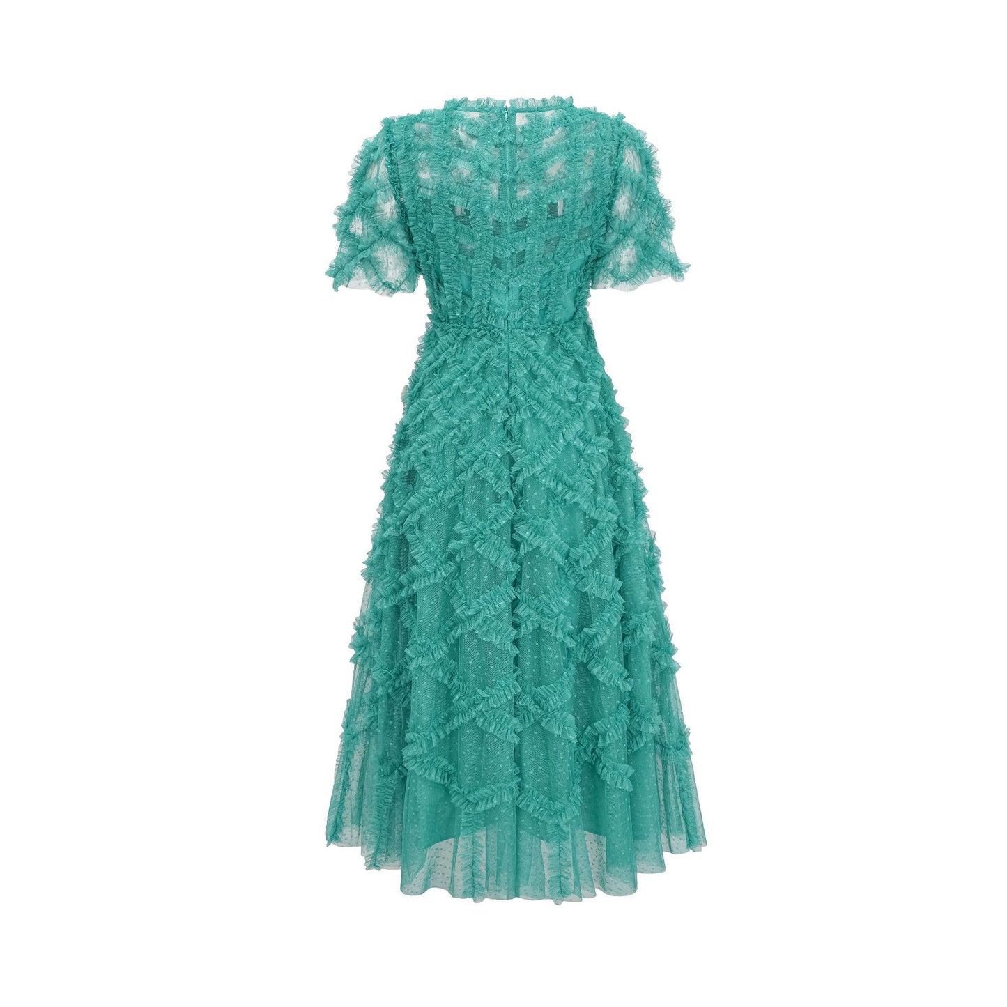 Clarissa Fresh Sweet Round Neck Polka Dot Short Sleeve Long Dress