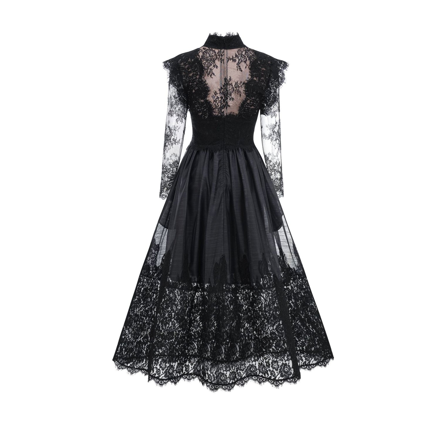 Black Lace Spliced Dress