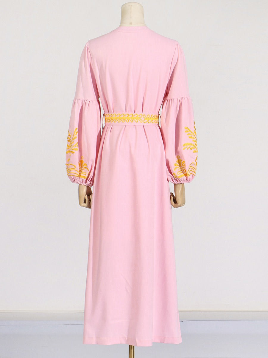 Eva Lantern Sleeve Long Print Dress