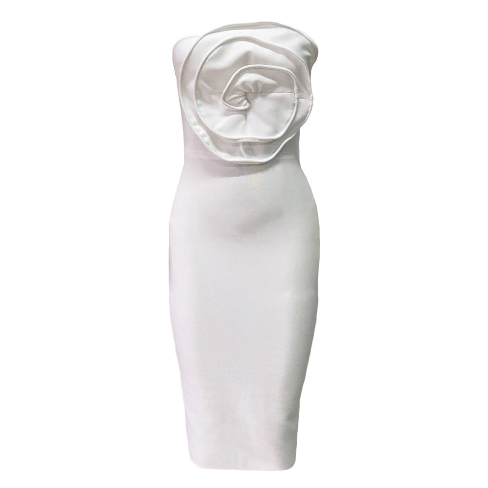 Serena white floral bandage dress socialite party dress French dress