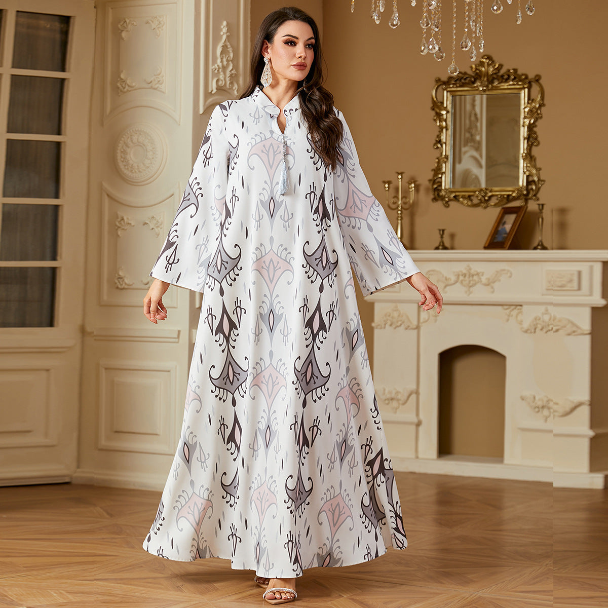 Miriam Long Robe Print Long Dress Dress