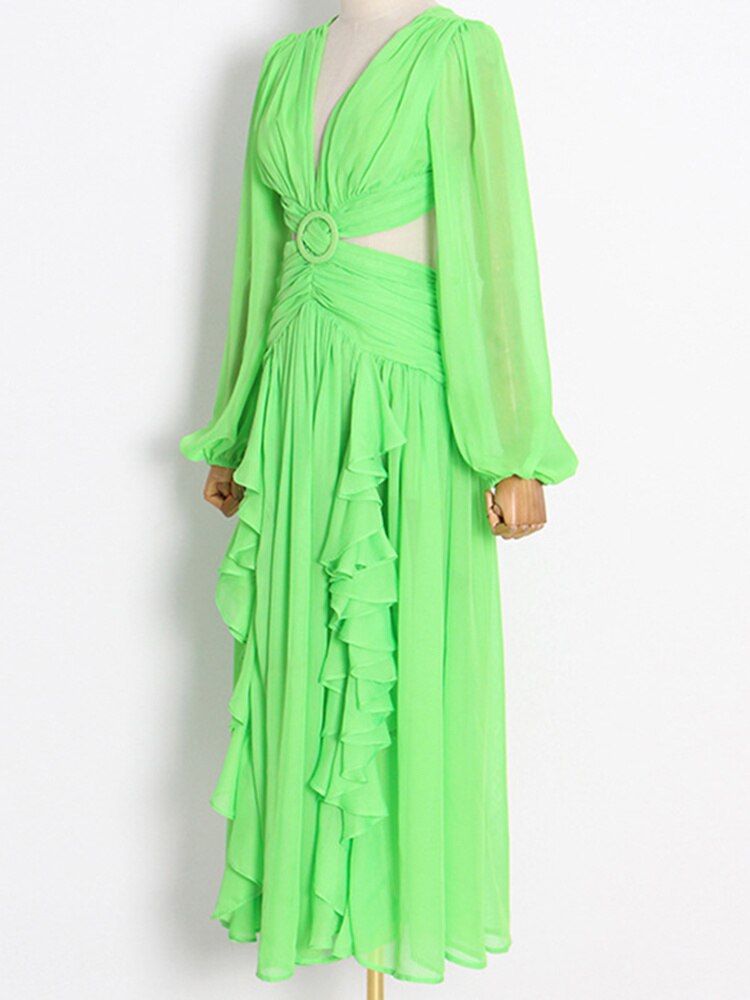 Angel Green Fresh Holiday Style Long Dress