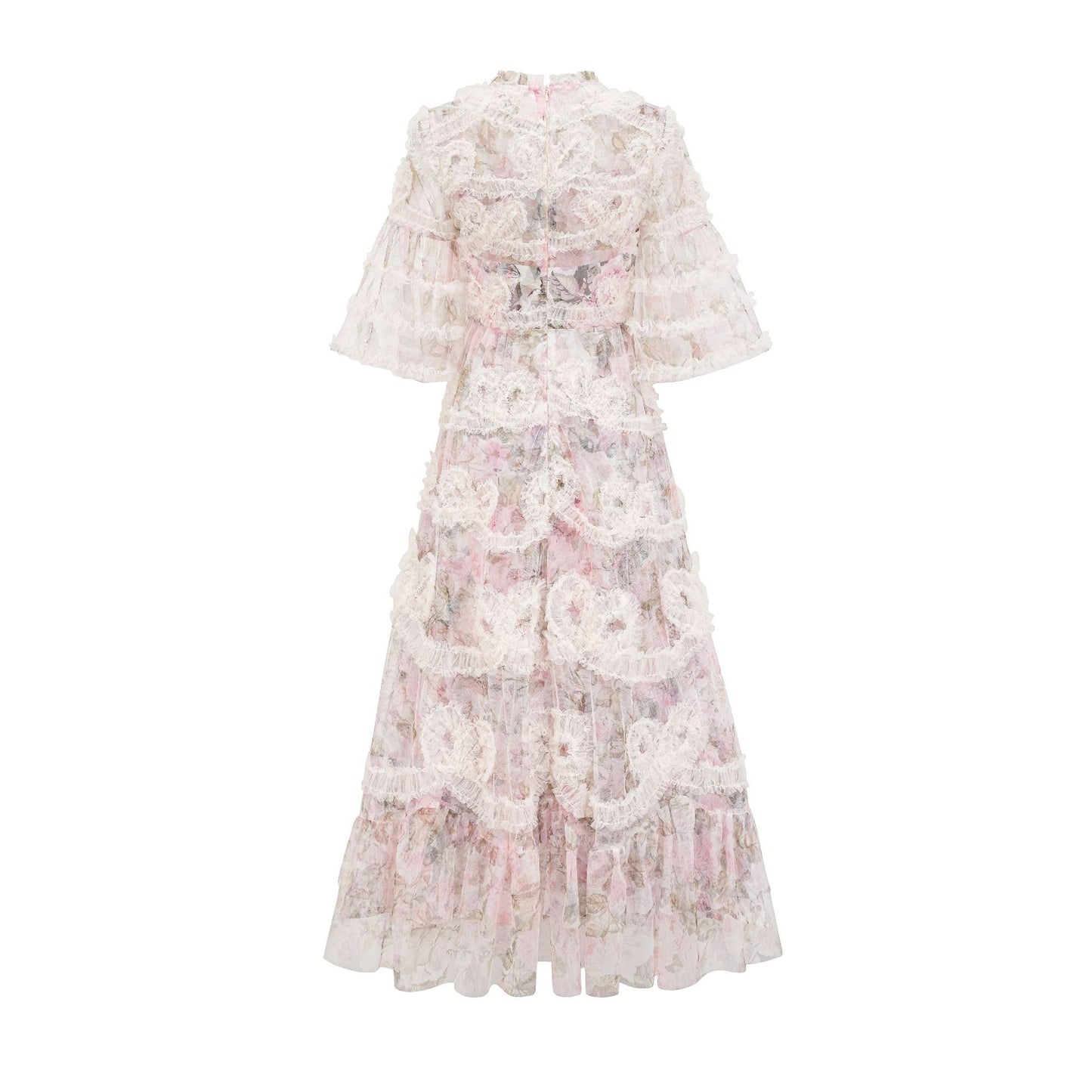 Weilla Sweet Simple Unique Round Neck Short Sleeve Long Dress