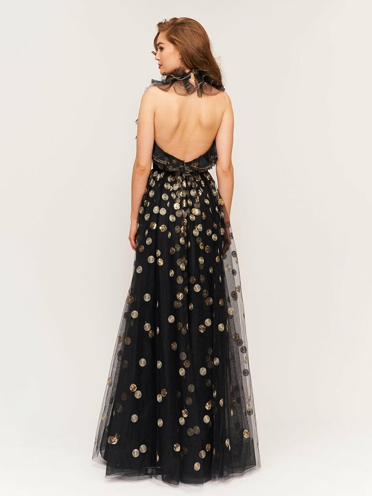 Nikki Backless Black Evening Dress