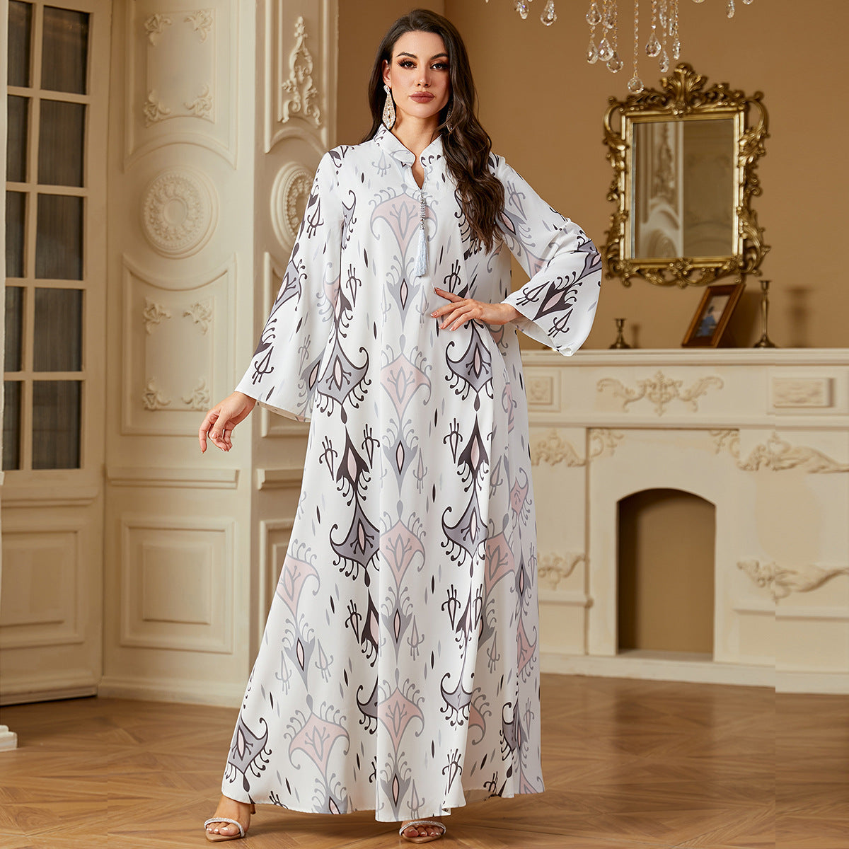 Miriam Long Robe Print Long Dress Dress