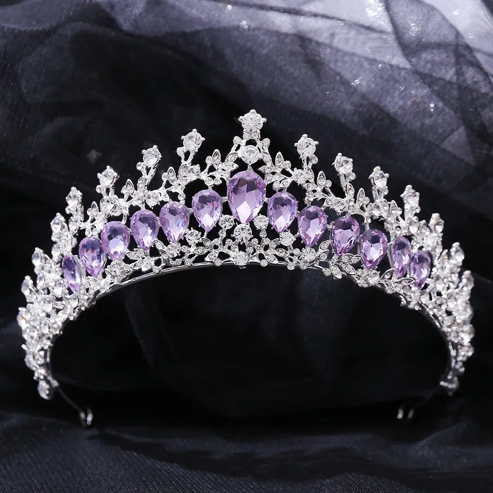 Vintage Silver and Purple Rhinestone Tiaras Crowns