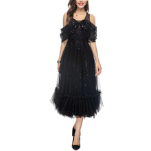 Load image into Gallery viewer, Maliyah Spaghetti Strap V-Neck Sequins Black Midi Dress