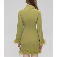 Load image into Gallery viewer, Percy Turn-down Collar Flare Sleeve Feathers Pencil Dress