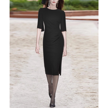 Load image into Gallery viewer, Sansa O-Neck Pleated Flare Sleeve Pencil Dress
