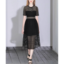 Load image into Gallery viewer, Kehlani O-Neck Short Sleeve Geometric Midi Dress