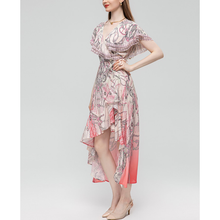 Load image into Gallery viewer, Eartha Asymmetrical V-Neck Butterfly Sleeve Midi Dress