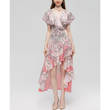 Load image into Gallery viewer, Eartha Asymmetrical V-Neck Butterfly Sleeve Midi Dress