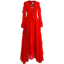 Load image into Gallery viewer, Holly V-Neck Ruffle Sleeve Lace Ankle-Length Dress