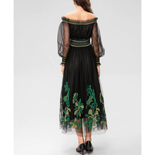 Load image into Gallery viewer, Rishima Slash neck Lantern Sleeve Bohemian Dress