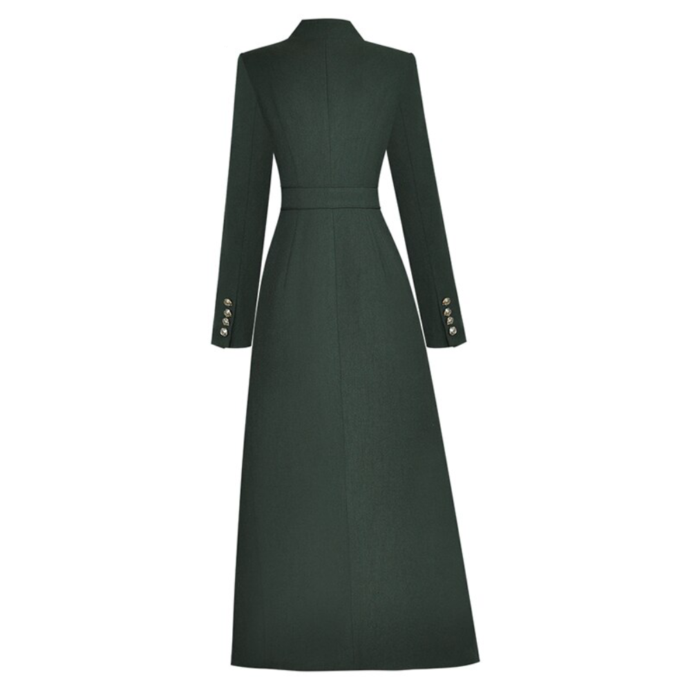 Meadow Autumn Trench Coat Stand Collar Long Sleeve Dress