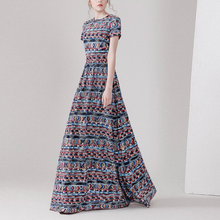 Load image into Gallery viewer, Jolene Short sleeve Indie Folk Slim Retro Maxi Dress