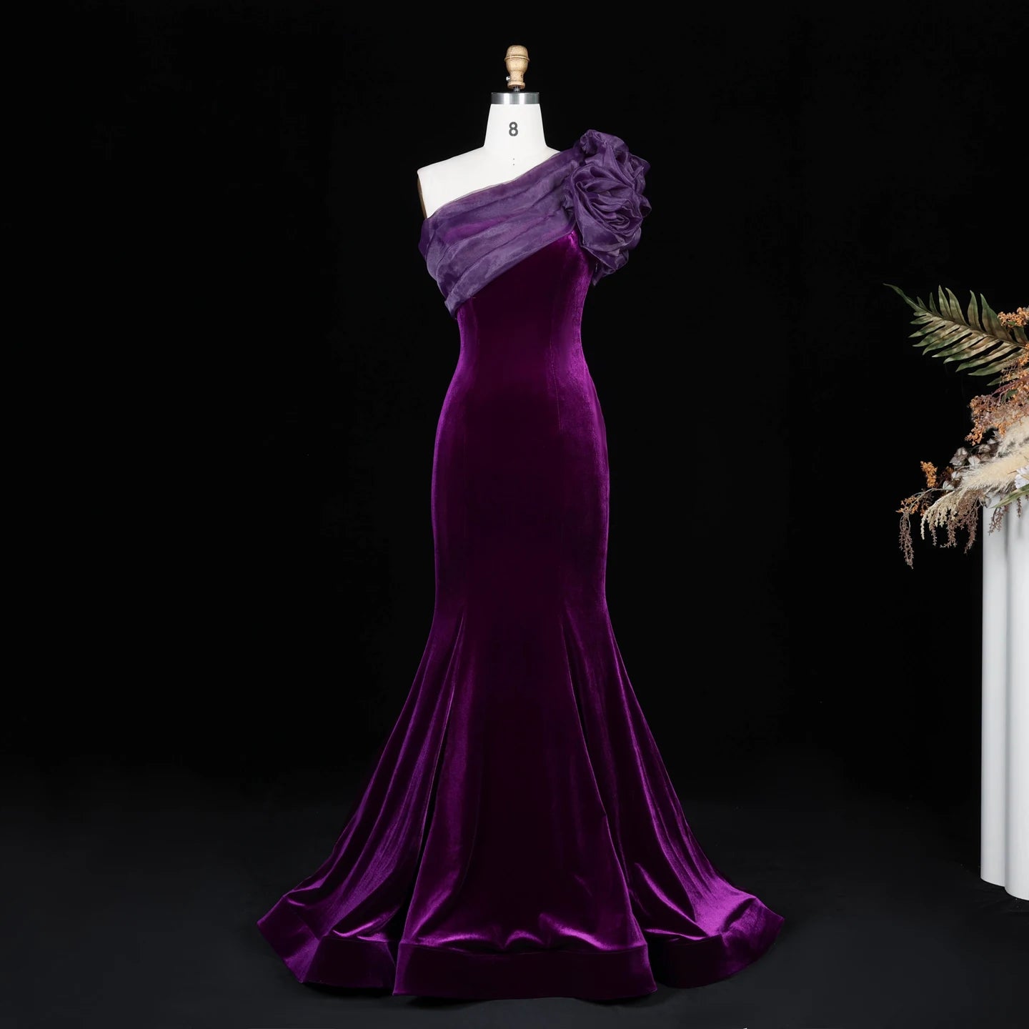 Olivia One Shoulder Mermaid Formal Evening Draped Dress
