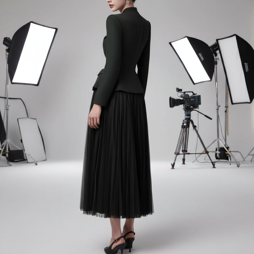 Daphne Two-Piece  Color-Block Lapel Set