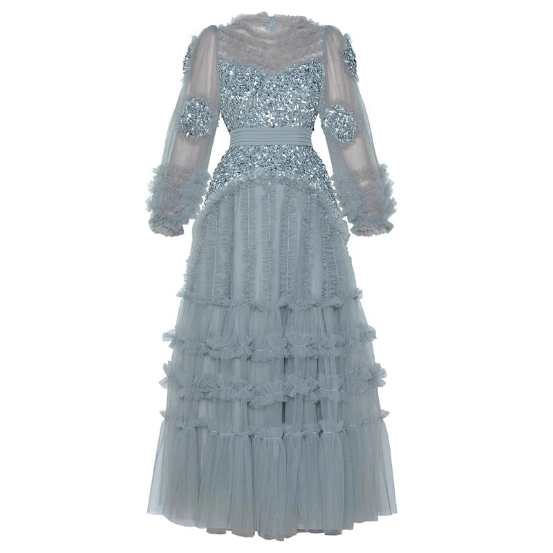 Priscilla Sequin Mesh Vintage Ball  Dress