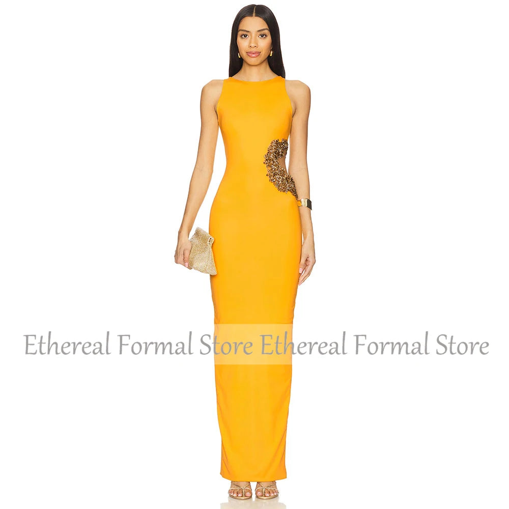 Cianne Women's Evening Gown O Neck Mermaid Prom Dress Sleevesless Beading Floor Length  Formal Party Dress 2025