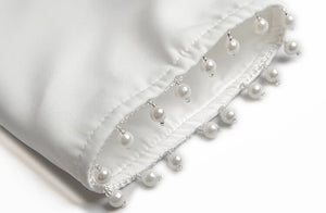 Cecil Summer Suit Women Short Sleeve Beading Belt Tops + Mesh Sequins Elastic Waist Skirt Two Piece Set