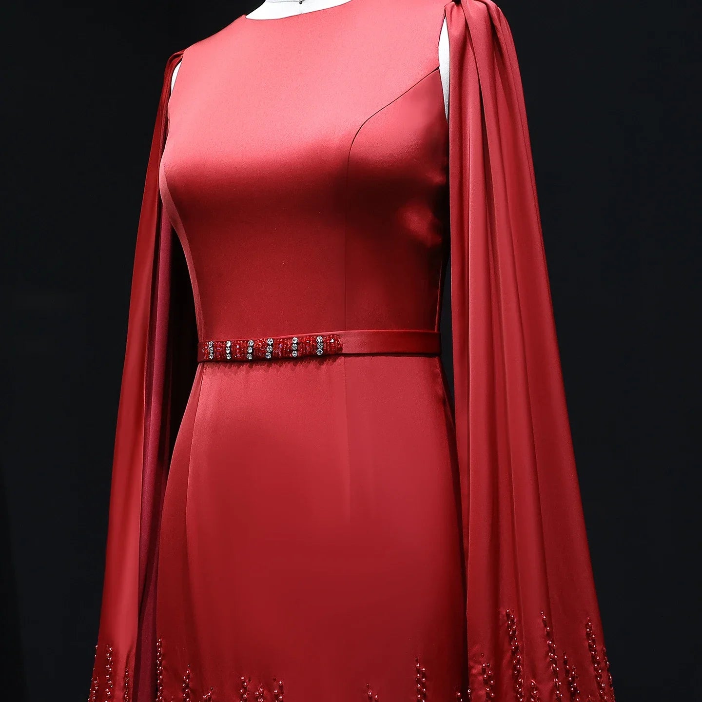 Adelaide White Evening Dresses with Cape Sleeves Tiered Ruffles Women Wedding Party Gown