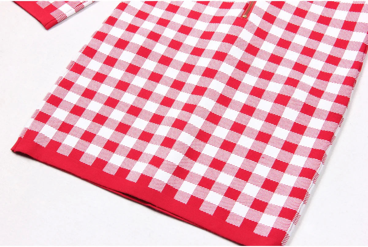 Jessy Plaid Knitting Sweater Dress