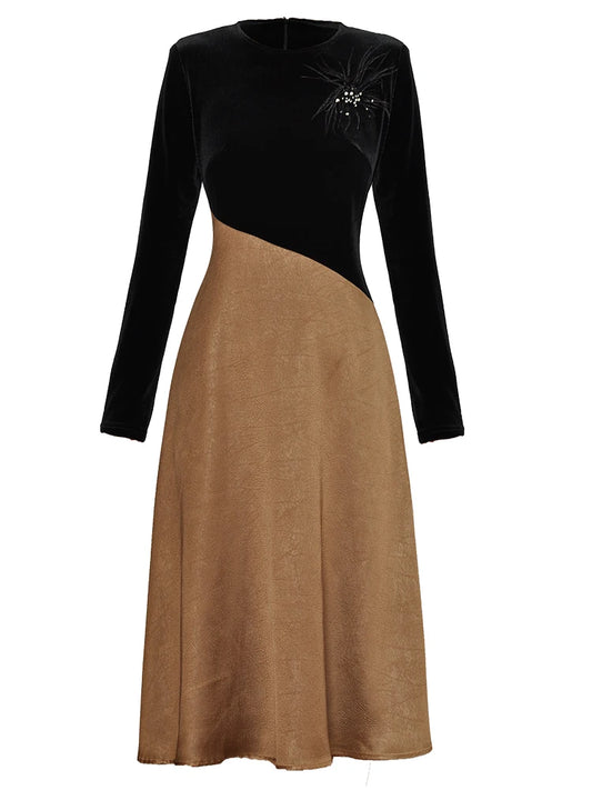 Leah Vintage Velvet Spliced Dress