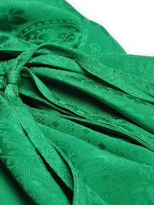 Elakshi O-Neck Lantern Sleeve Folds Asymmetrical Dress