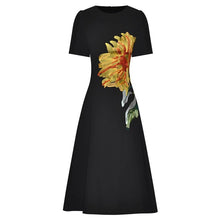 Load image into Gallery viewer, Lulu O-Neck Short Sleeve Flower Embroidery Vintage Midi Dress