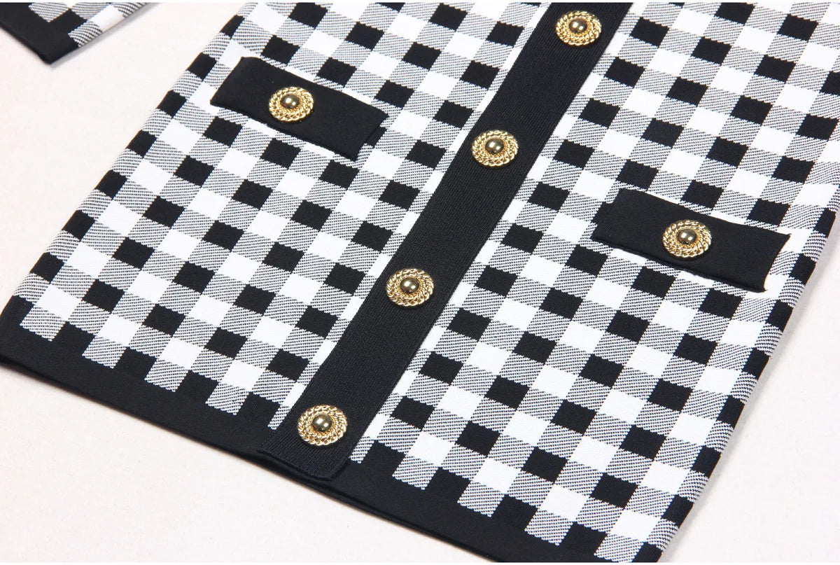 Jessy Plaid Knitting Sweater Dress