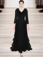 Load image into Gallery viewer, Milena V-Neck Pleated Half Sleeve Ruffle Lace Patchwork Elegant Party Long Dress