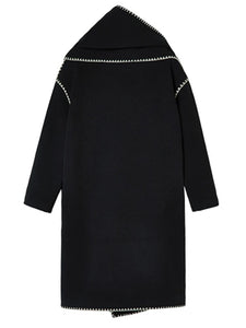 Jazmine Luxury Shawl Irregular Design Woolen Coat For Women Spliced Asymmetric Button Thick Wool Overcoat